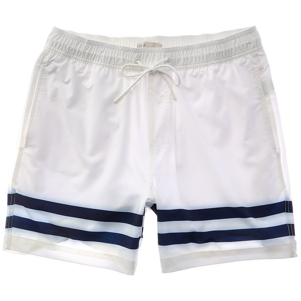 Onia Tonal-Stripe Stretch Swim Shorts in White - Picture 2 of 3